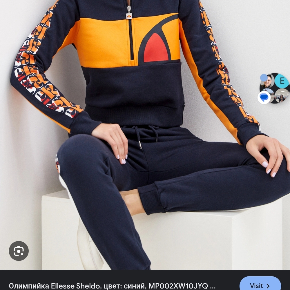 Ellesse Women's Navy and Orange Track Top